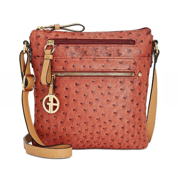 Giani Bernini Handbags - Giani Bernini Embossed Faux Ostrich Crossbody Bag